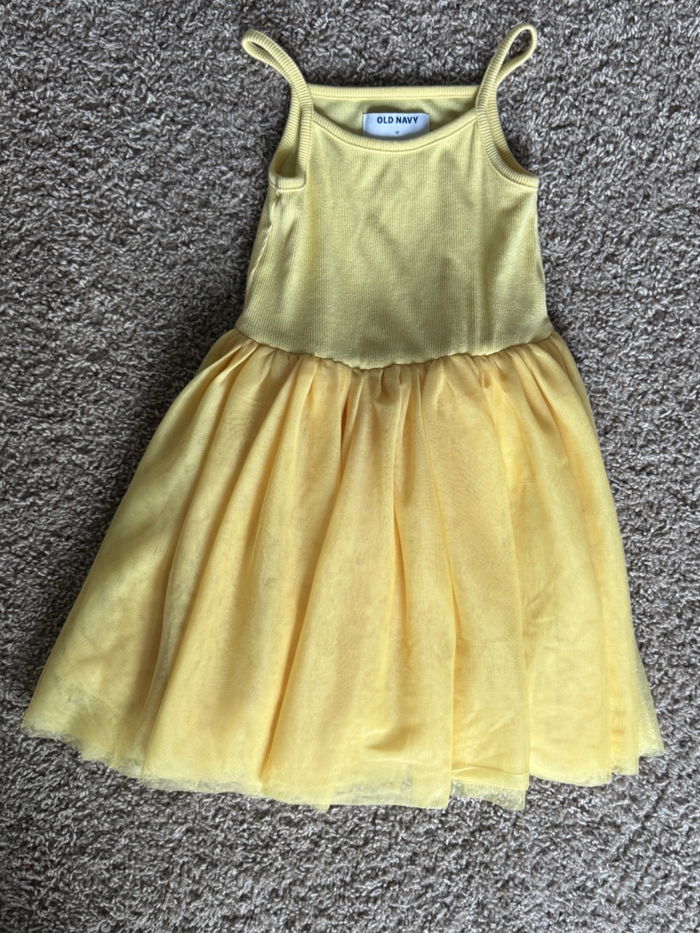 Old Navy Yellow Tulle Spaghetti Strap Dress